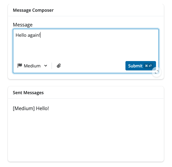 Example of a toolbar in an input submit textarea